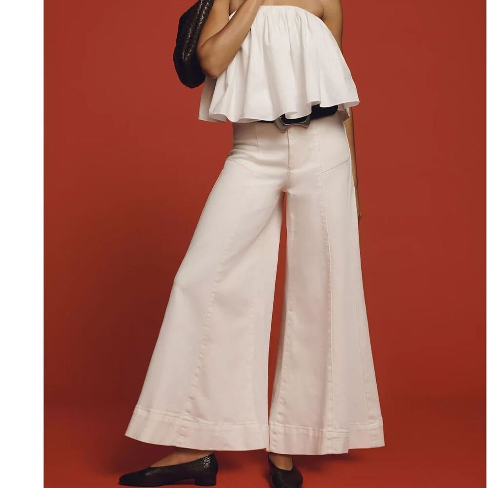 Pilcro by Anthropologie McKinley Regenerative Cotton Corset Wide-Leg Pants - 28